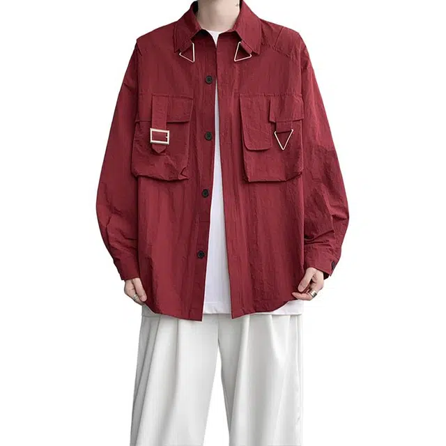 佐菲利 美式工装朋克风高级感长袖潮牌痞帅休闲小众衬衣衬衫 男女同款