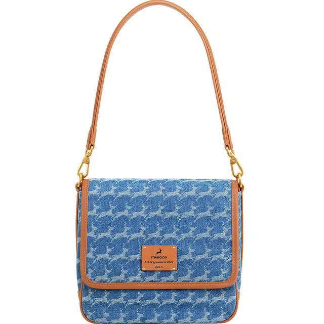 妙迪 复古潮流百搭 牛仔 腋下包单肩包 常规 女款 蓝