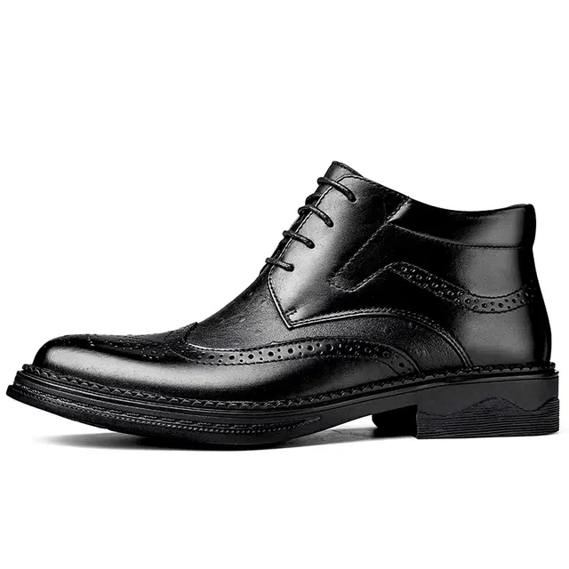 八哥 牛皮头层牛皮 英伦风 复古经典 加绒保暖 短靴 男款