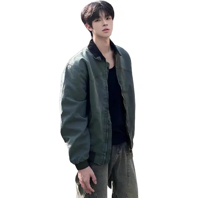 徐百货  美式底特律夹克潮牌复古百搭翻领工装外套高级感棒球服 男女同款