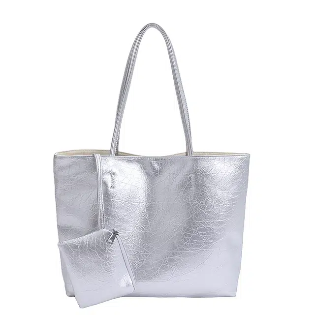 蔻蒂熊 大容量包包女夏季百搭休闲托特包款式 涤纶 单肩包 常规 卡其色白内/   银色白内/  银色红内 /  黑色白内 /   黑色红内