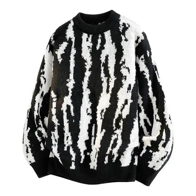 金盾 美式高街撞色竖条纹圆领长袖针织衫 男女同款