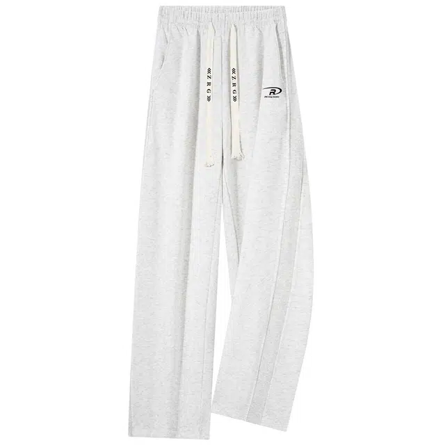 梓润格 美式高街复古风夏季凉感冰丝薄款穿着超舒服明线弯刀设计超吸睛宽松版型百搭显瘦休闲裤 男女同款