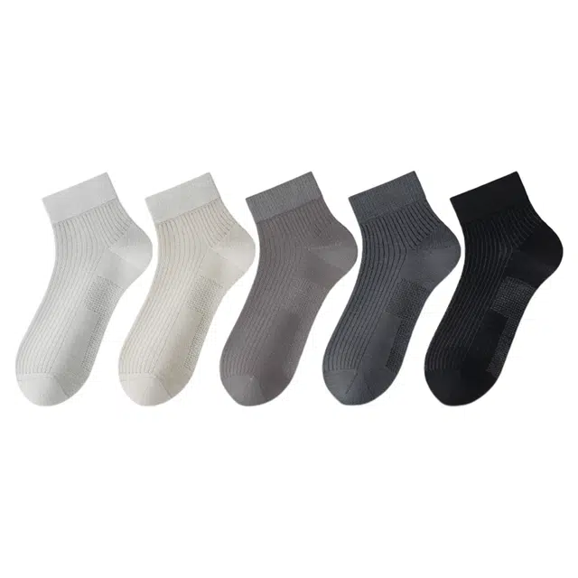 潞优野 网眼防臭抗菌运动透气中筒袜 男款