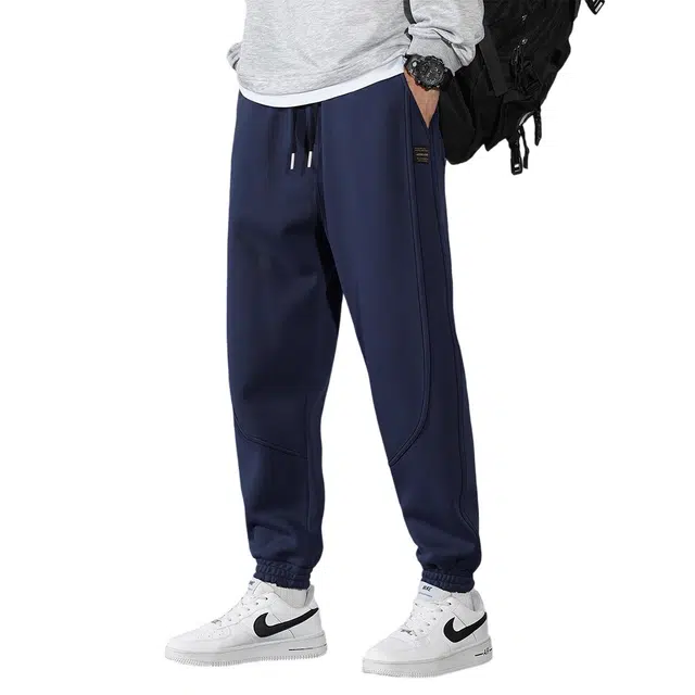 顶峰保罗  重磅束脚宽松大码百搭潮牌哈伦运动卫裤无性别主义弹力抽绳显高简约加绒加厚休闲裤 男女同款