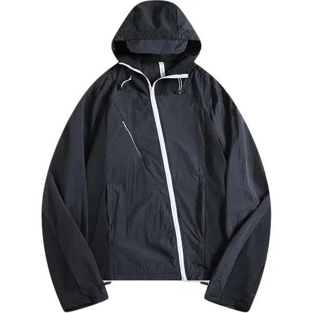 地界二 机能户外透气连帽衣运动解构冰丝薄款外套衬衫 男款