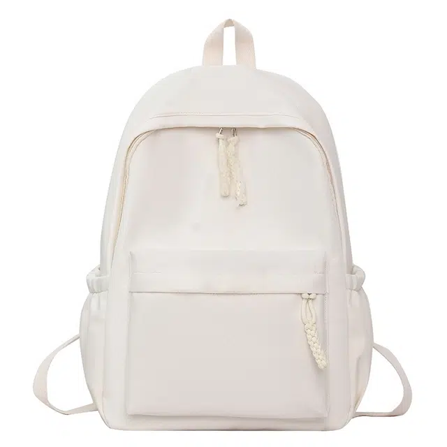 南潇湘 开学书包时尚潮流小众设计感大容量高颜值女高中生大学生美式背包 尼龙 双肩包 常规 男女同款情侣款 米白色/黑色/红色/黄色/粉色