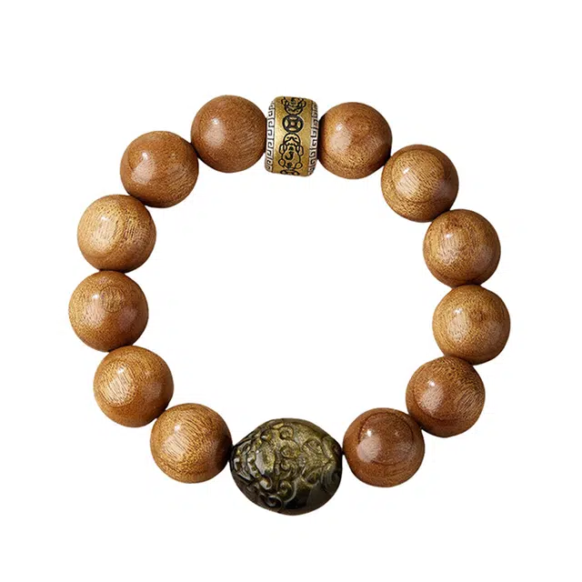 宣华意 国潮新中式复古高端 文玩佛珠 招财金蟾转运珠 盘玩 念珠把件 财源滚滚 平安顺遂 守护#好运 楠木 手串 男款