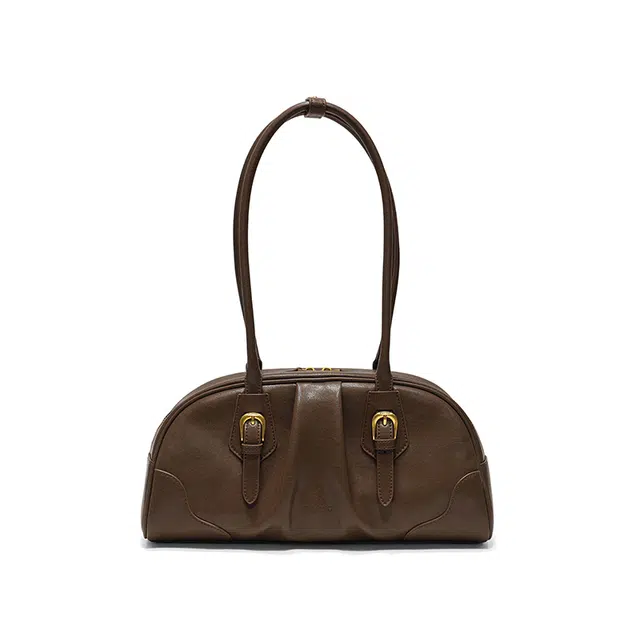 西木汀 远望 小众设计高级感通勤百搭简约 牛剖革层 单肩包 常规 女款 美拉德棕/深邃黑