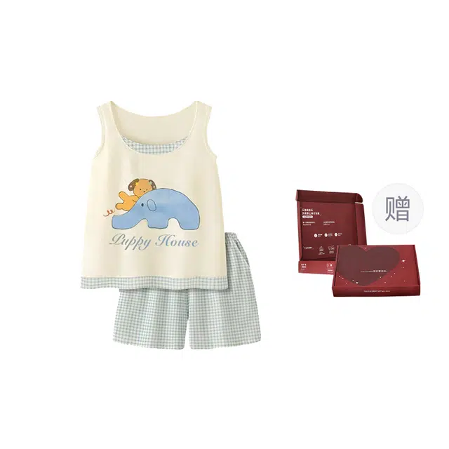 顶瓜瓜 家居卡通大象图案休闲亲肤舒适面料服睡衣礼盒 女款