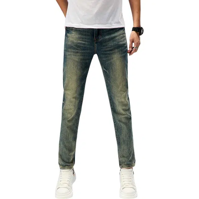 特斯型 潮流男九分裤潮牌修身小脚裤春秋季弹力男士裤子牛仔裤 男款