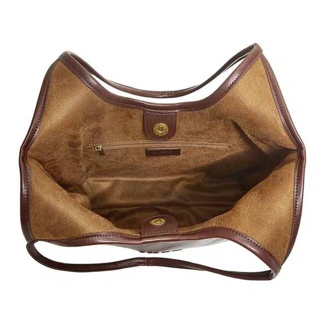 百思图 轻便简约风格百搭时尚外观通勤 人造革 单肩包 大号 女款 酒红色/棕色