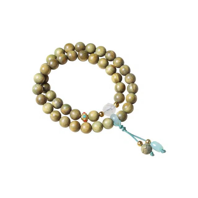 芳缘小傅 文玩佛珠小众简约国风国潮招财纳福考试上岸小众转运珠双圈 #好运 绿檀 木作手串 男女同款情侣款