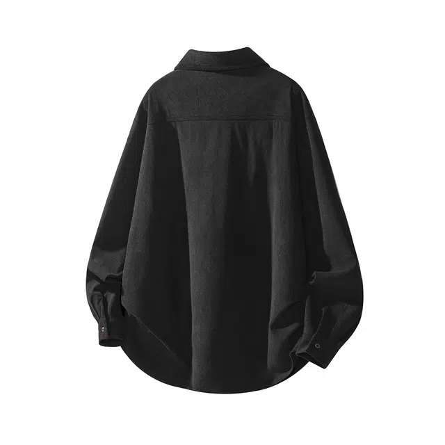 哲源 美式复古高街港风日系学院风纯色条纹设计感上衣潮牌百搭宽松舒适潮流痞帅翻领大码休闲衬衫 男女同款