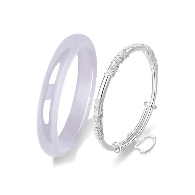 郁馨 平安吉祥梦幻紫罗兰经典美人镯荔枝冻国风新中式 一步一响在逃公主少女心素圈温婉优雅气质旗袍汉服 琉璃 手镯 女款