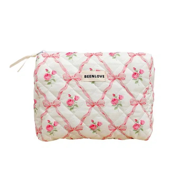 顽顽棉布化妆包跨境手拿款大容量收纳洗漱包高颜值手提包便携收纳包收纳包