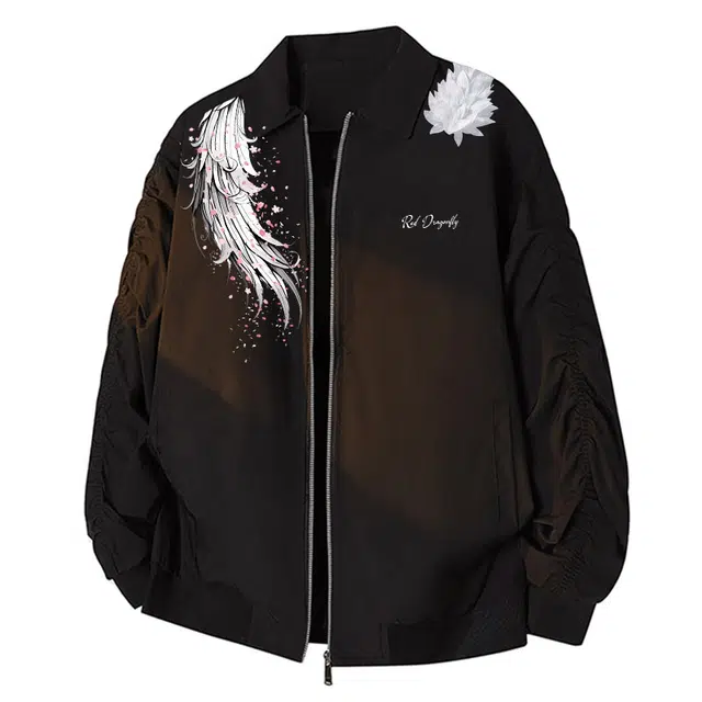 红蜻蜓 美式高街羽翼立体浮雕仿刺绣设计感潮牌基础简约防风无性别主义学院风户外通勤宽松休闲飞行员夹克 男女同款