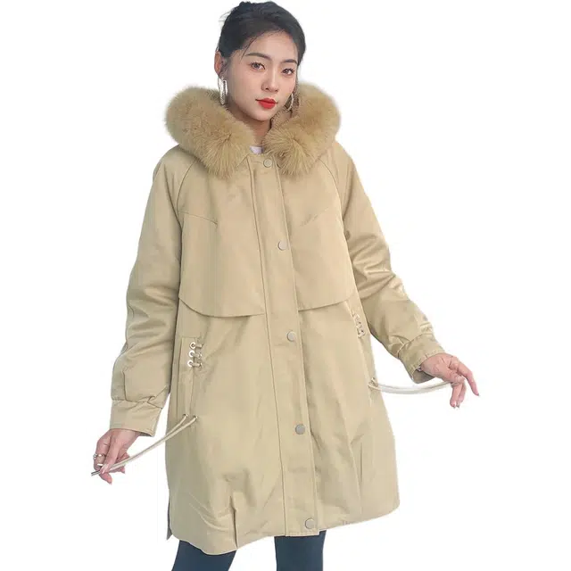 比利斯山羊 时尚休闲保暖纯色宽松派克服 女款