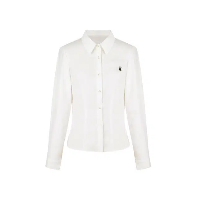 花铃太太 学院风修身简约时尚单排扣基础款长袖衬衫 女款