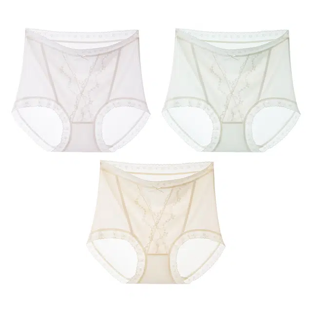 二三二三 高腰提臀云感镂空透气蕾丝薄款不闷汗防夹臀无痕隐形日常百搭三角内裤 女款