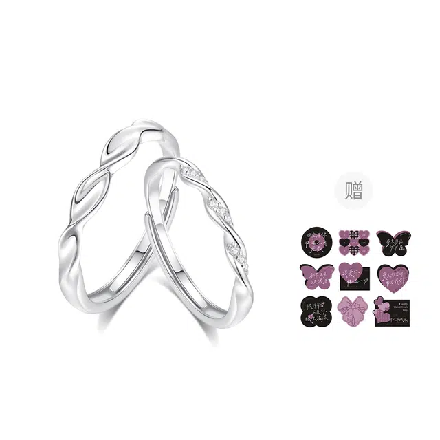 【999足银纯银 莫比乌斯】 福韵金 六桂福珠宝 告白爱意无限轻奢高级简约璀璨闪耀甜蜜约会百搭 银 戒指 男女同款情侣款