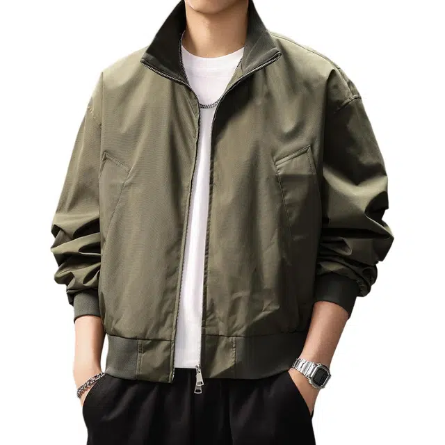 贵色 美式宽松廓形立领飞行潮流复古斜插袋设计休闲外穿日常出行棒球服夹克外套 男女同款