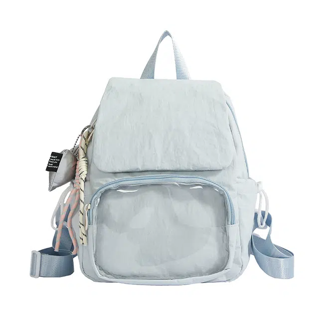 蔻蒂熊 透明书包小痛包女初中生高颜值小众设计感女旅游轻便小背包可爱时尚清新 涤纶 双肩包 常规 青少年 白色/红色/黄色/蓝色