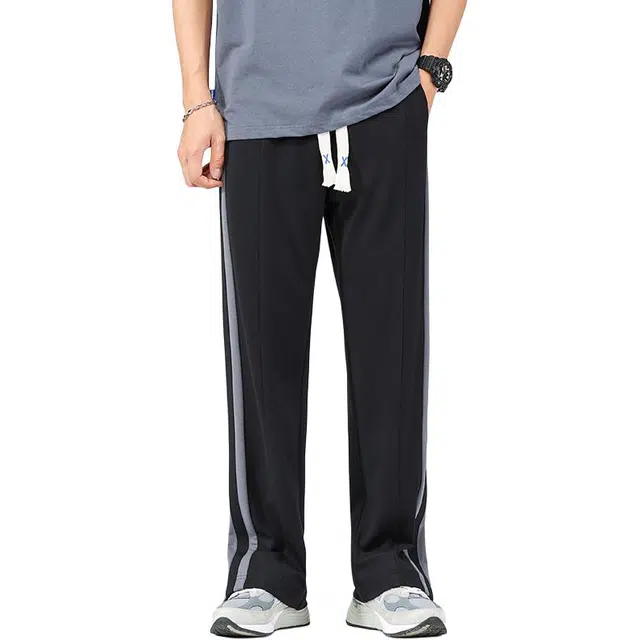 希越 秋冬 美式潮牌条纹拖地运动休闲裤 男款