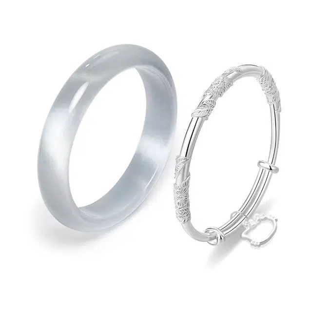 【纳福招财福猫】 郁馨 一步一响正圈碎冰蓝国潮古风美人镯 传承古法典雅温柔中式美学旗袍汉服百搭简约清冷感素雅 琉璃 手镯 女款