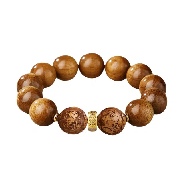 宣华意 国潮中式古风复古典雅大气高端 精雕细琢佛珠 文玩檀香六合生肖 盘玩念珠 招财#好运 单圈 楠木 手串 男女同款情侣款
