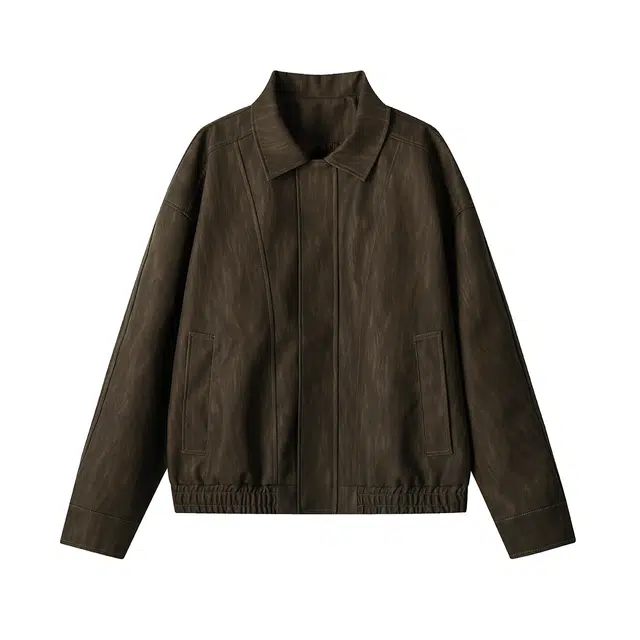 哲源 美式复古高街风上衣秋季扎染翻领做旧设计感简约外套潮牌百搭宽松大码潮流痞帅飞行员休闲夹克 男女同款