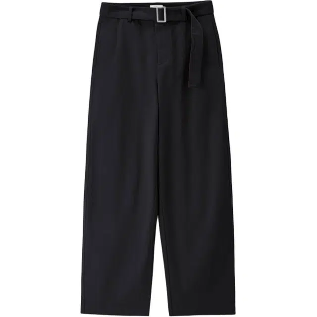 佐丹奴 磨毛配腰带通勤直筒裤高腰休闲裤 女款