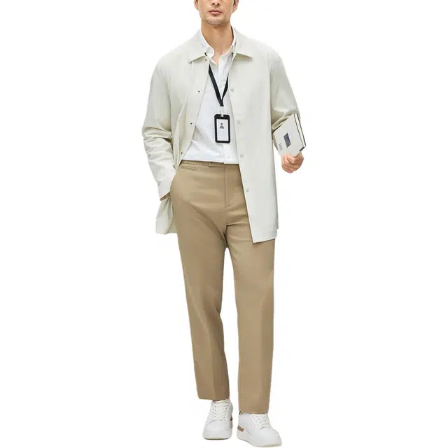 丹宁哲学 都市穿梭者系列 防风科技无缝贴合工艺春季纯色长袖翻领标准风衣 男款