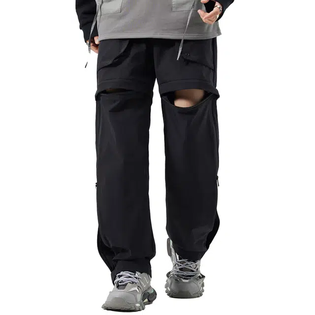 洞洞拐 长裤山系户外登山侧边拉链可拆卸软壳裤子休闲裤 男女同款