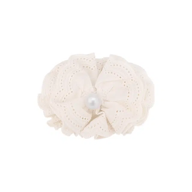 芒果饰品 韩系米色珍珠蕾丝香蕉夹后脑勺 亚克力 发夹 女款