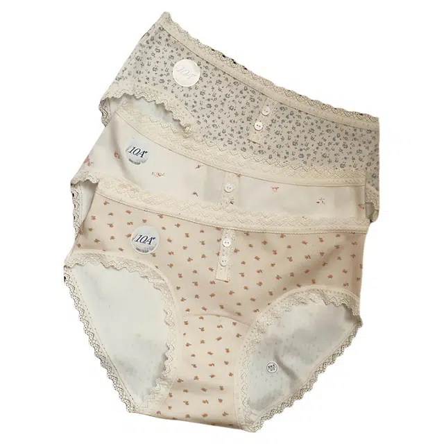 潞优野 高级感蕾丝碎花舒适透气纯棉全棉抑菌裆加长裆少女短裤头三角内裤 女款
