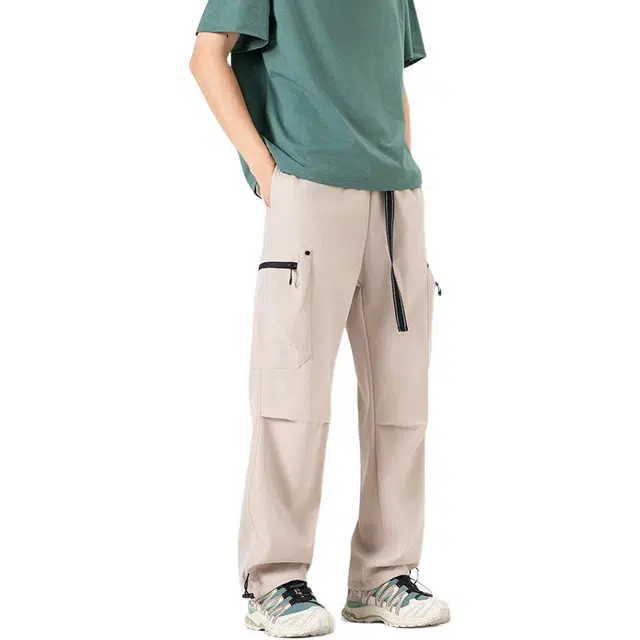 么宁 美式工装直筒裤潮流时尚简约百搭舒适透气宽松收脚长裤个性痞帅户外日常运动休闲裤 男女同款