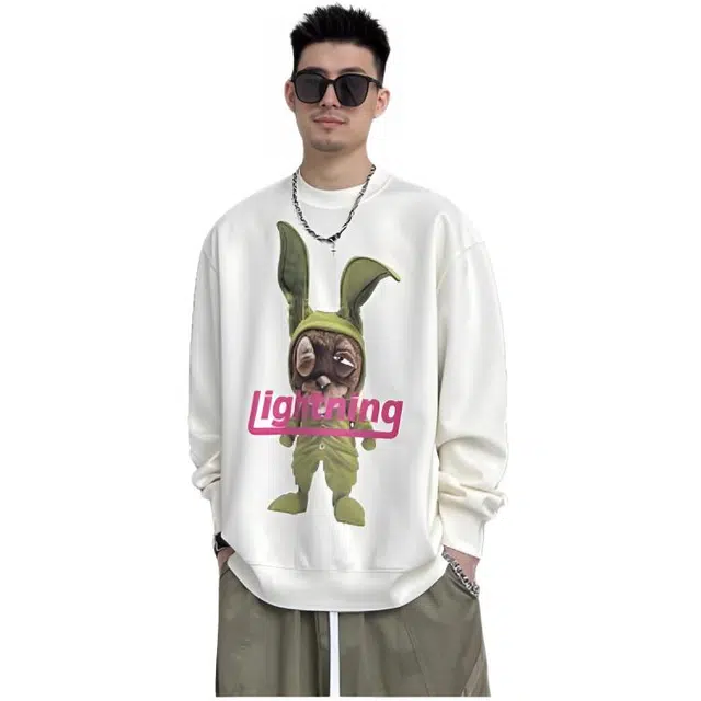 木木兔 男士外套轻奢卡通长袖秋季男生重磅衣服显瘦春秋潮流百搭宽松气质上衣卫衣 男女同款