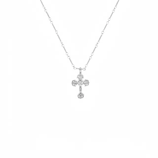 阿葱饰品 火焰纹十字架 欧美轻奢小众设计嘻哈潮流锁骨链#好运 独特个性痞帅甜酷百搭高级感 钛钢 项链 男女同款情侣款