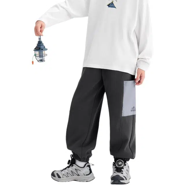 儿童款 左西针织运动裤 休闲松紧腰口袋束脚