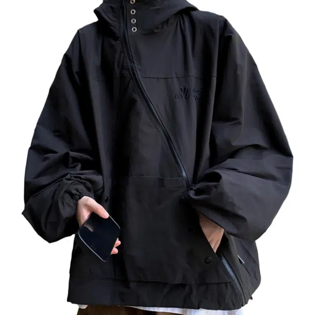 地界二 设计感痞帅街头嘻哈宽松工装夹克外套 男款