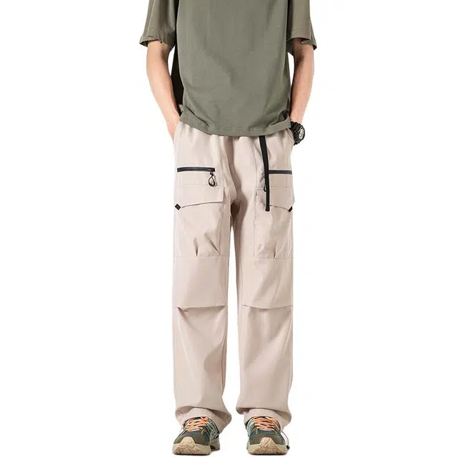 么宁 美式工装直筒裤潮流时尚百搭舒适透气个性痞帅宽松收脚长裤户外日常运动休闲裤 男女同款