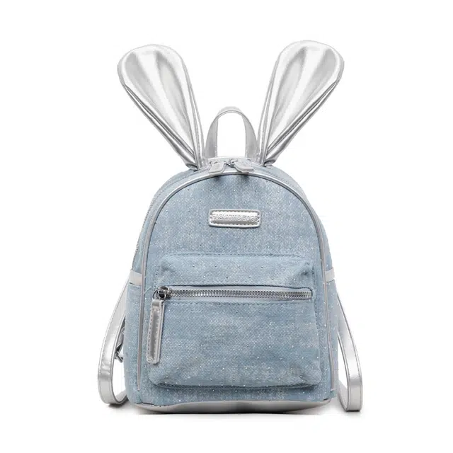 帕克熊 韩版兔耳朵可爱萌趣日常通勤耐用轻盈舒适百搭 布 双肩包 常规 女款 多色