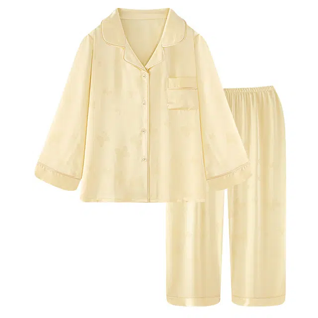 顶瓜瓜 蝴蝶甜美风翻领长袖长裤休闲舒适家居服睡衣套装 女款