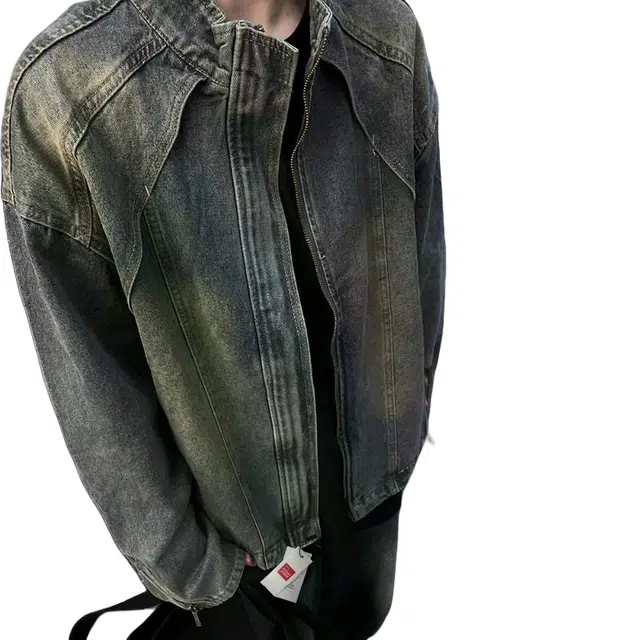 北极绒 复古水洗做旧立领痞帅宽松牛仔外套 男款