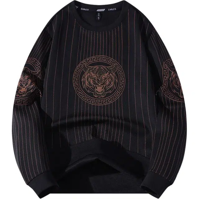 百胜狐 百胜狐欧洲站圆领烫钻长袖男夏季薄款宽松运动速干男装上衣卫衣 男款