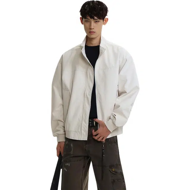 冈哉 美式复古老钱风防水拉链口袋设计潮流立领休闲工装垂感痞帅宽松少年感舒适潮搭长袖外套夹克  男女同款