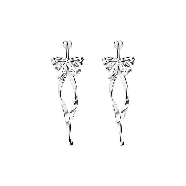 饰伴 丝带蝴蝶结小众设计高级感甜美百搭耳饰#好运 合金 耳环 女款