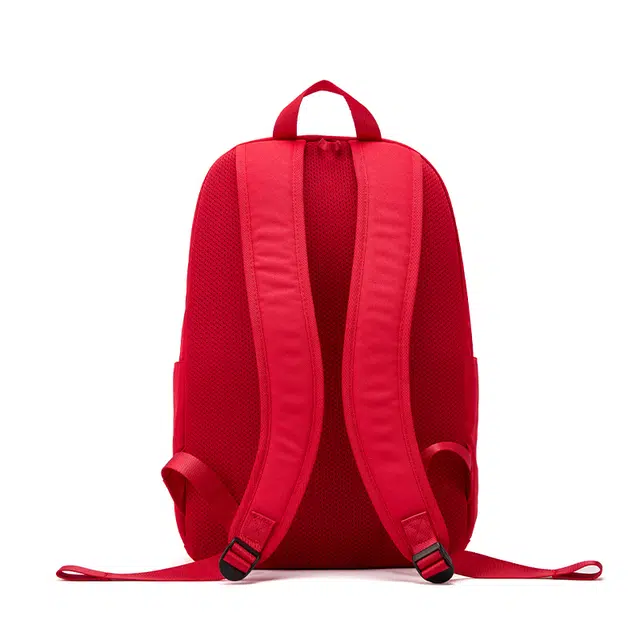 鸿星尔克 书包大学生上课通勤纯色百搭休闲简约大容量 纺织织物 双肩包 常规 男女同款情侣款 釉红