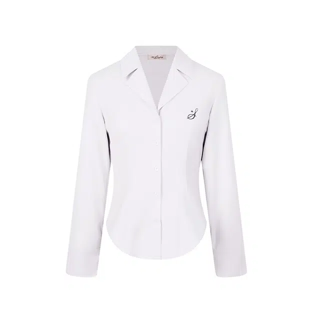 花铃太太 开襟领收腰长袖简约刺绣设计修身衬衫 女款